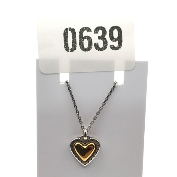 Brighton Pendant Necklace Heart Silver & Gold Plate Reversible Delicate Romantic - Picture 10 of 10